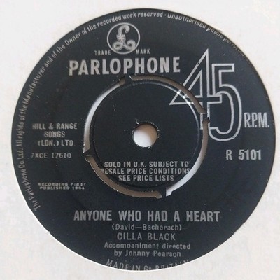 Cilla Black  Anyone who had a heart. 7  Single. 1964. Parlophone  Records