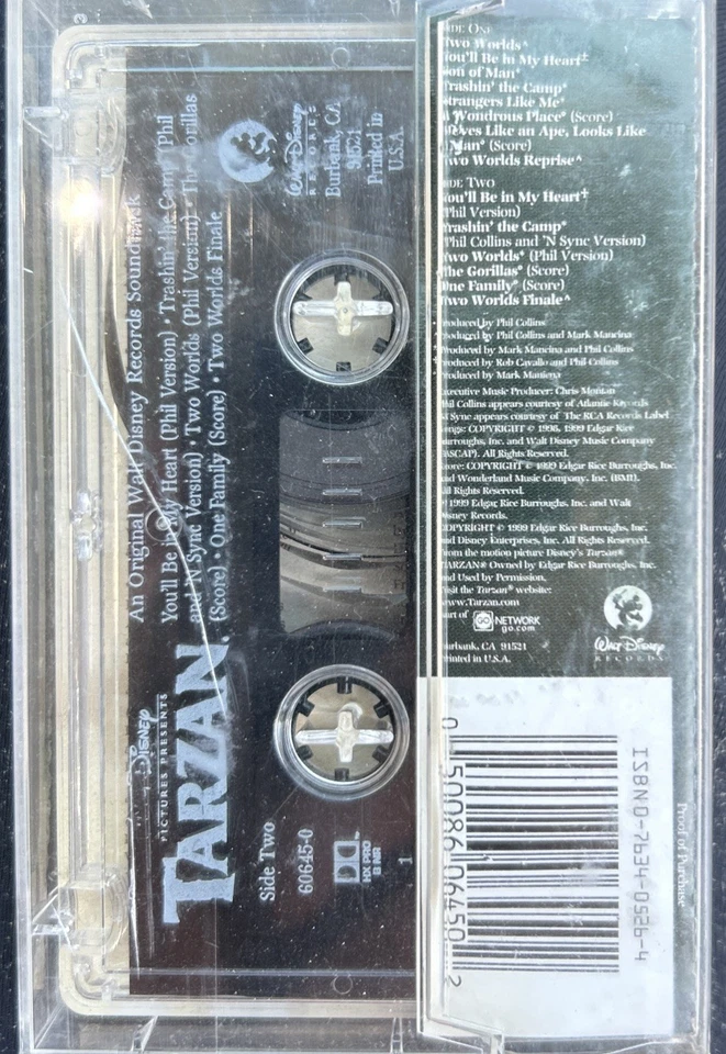 Tarzan Cassette Soundtrack Tested Excellent Phil Collins Disney - Image 2 of 2