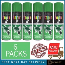 6 x GRASS GREEN GLOSS FINISH SPRAY PAINT 250ML MULTI-PURPOSE METAL PLASTIC WOOD