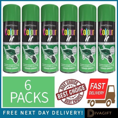 6 x GRASGRÜN GLANZ FINISH SPRÜHFARBE 250ML MEHRZWECK METALL KUNSTSTOFF HOLZ