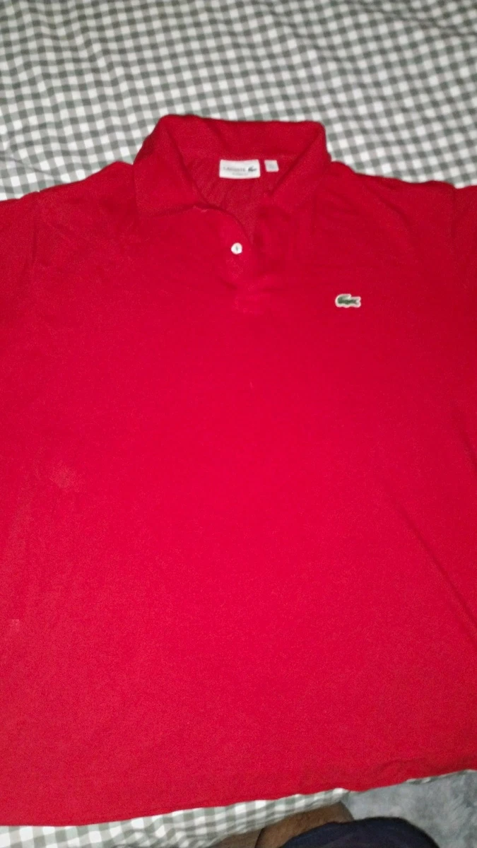 Lacoste Classic Fit Men’s 3XL Red Solid Short Sleeve Polo Shirt Logo Buttons
