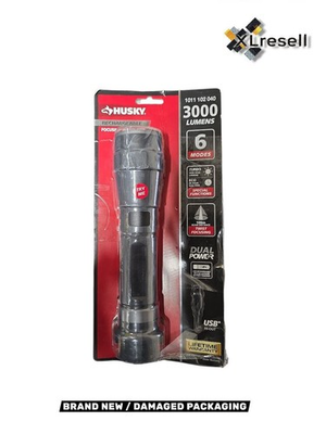 #ad Husky 3000 Lumens Dual Power LED Rechargeable Tactical Flashlight $34.90