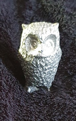 Vintage Pewter Owl Figurine TG Maker's Mark 5cm 130g Collectible