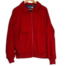 Pendleton Red Plaid Lined Wool Jacket Sz L Zip Front Collar warm cozy outdoor