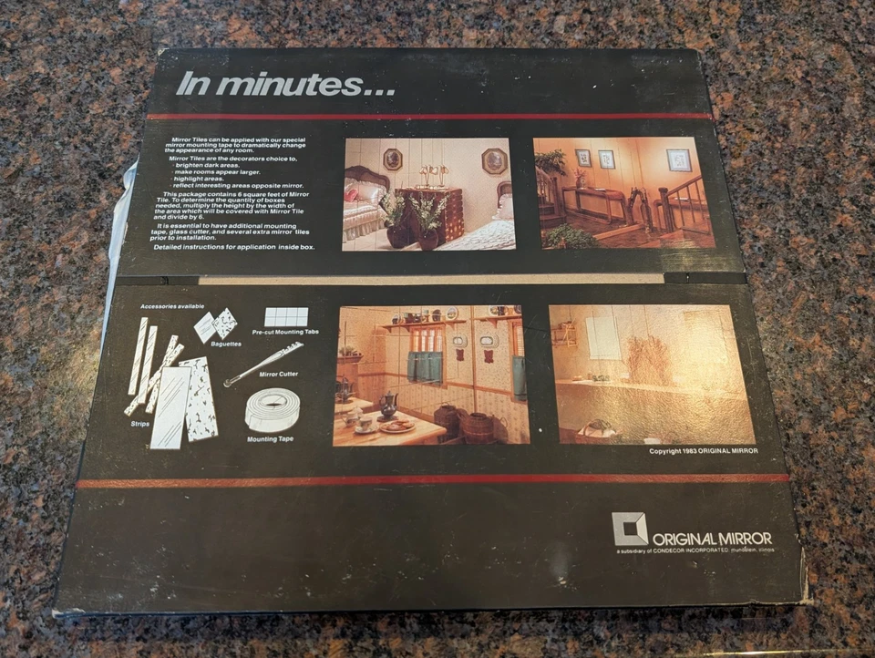 Placa Espejo Original Vidrio Espejo Azulejos Oro Vena Vintage (6 por paquete) 12"x12" Foto 3 de 4