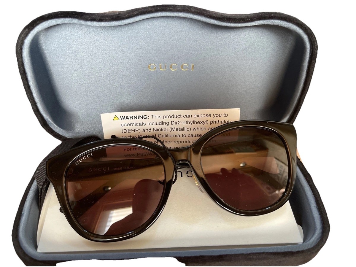 Gucci Round Black 56 mm Women's Sunglasses GG1 002 SK 002 New In