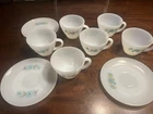 Vintage Fire King Bonnie Blue Mixed Flower Coffee/Tea Cup & Saucer LOT