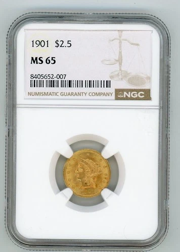 1901 GOLD LIBERTY HEAD QUARTER EAGLE $2.5 MS 65 NGC