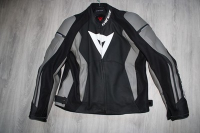 Motorrad Lederkombijacke Dainese Schwarz Grau Gr.60 