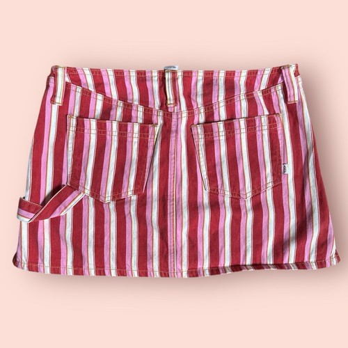 Vtg Y2K Abercrombie & Fitch Denim Mini Micro Skirt Low Rise Cargo Size 2 Stripes - Bild 2 von 3