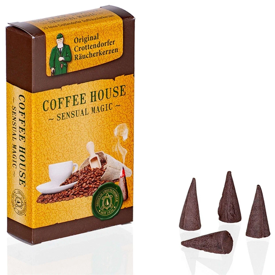 SEIFFENER VOLKSKUNST EG SCHAUWERKSTATT Räucherkerzen Coffee House 6x11x2 cm Räucherkegel Aromakegel Kaffeeduft Aroma