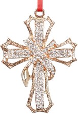 Metal Christian Cross Christmas Ornaments Religious Keepsake Tree Decor Gifts