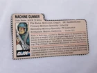 Gi Joe Cobra 1982 Rock and Roll file card / filecard ORIGINAL (straight arm v1)