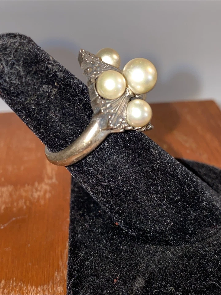 ELEGANTE ANILLO PERLA MAJORICA CRUZ TALLA 6.5 Foto 4 de 4