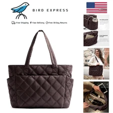 Lightweight Puffer Quilted Tote Bag for Women with Multiple Compartments - Gift