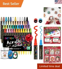 48 Vibrant Colors Dual Tip Acrylic Paint Pens for Unlimited Creativity