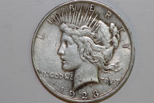 1923-P VAM 2 Doubled Tiara 90% Silver Peace Dollar Grades XF (PDX1295) - Picture 3 of 5