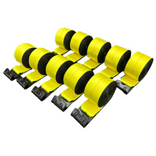 10pk Falcon Cargo 4 X 30 Winch Straps - 5400lb Wll - Flat Hooks Heavy Duty