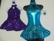 Sequin dance skate costume 3 colors offered halter neck mock t Foil Spandex