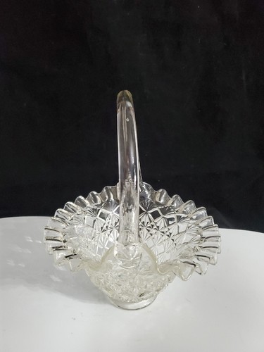 ANTIGUA CESTA DE MANGO DE VIDRIO FENTON FIRMADA CRISTALERÍA COLECCIONABLE - Imagen 13 de 14