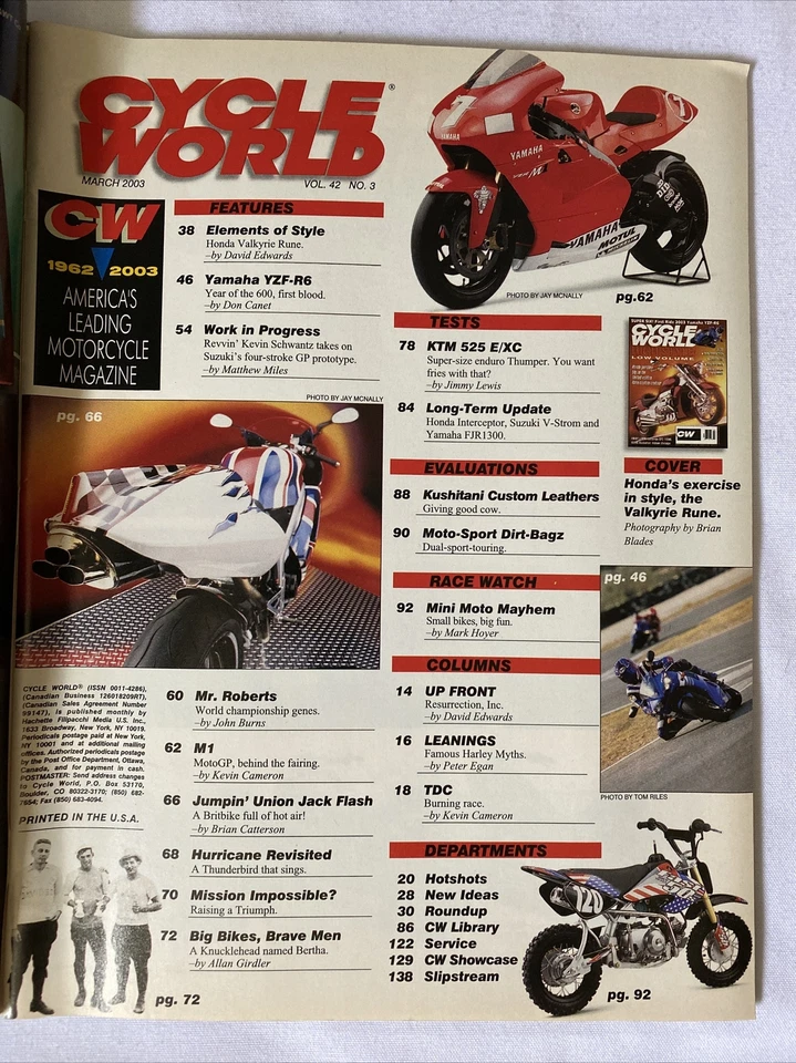 2003 March Cycle World Magazine Don Canet Year Of The 600 (CP395) - Image 2 of 3