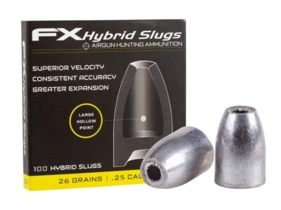 FX AIRGUNS FX HYBRID SLUG 100 Count HOLLOW POINT 6.35mm .25 Caliber Airgun Pellets USA