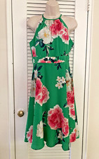 ELIZA J Cocktail Dress 8P 8 Petite Green Floral Halter Style - See description