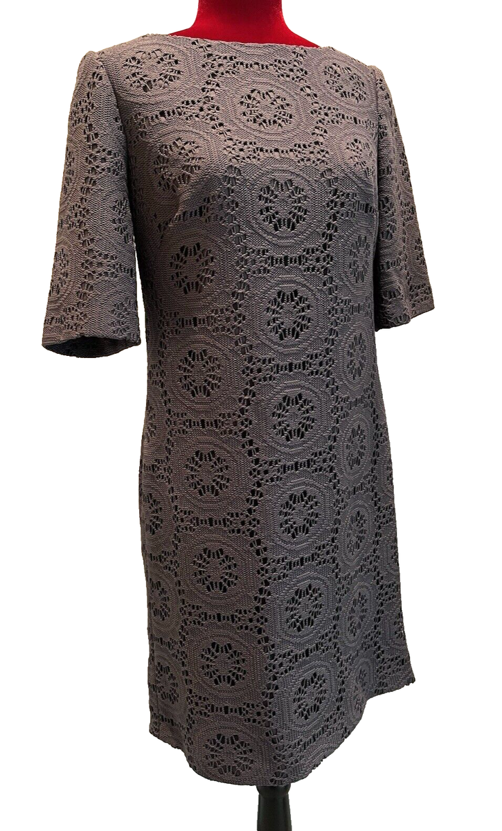 adrianna papell grey lace dress Dark Grey/Lace/Embroidered/Boat neck/Sheath Style Size 8 date