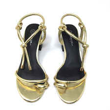 Nasty Gal Gold Chunky Heels Knot Detail Size 7 / 40 Strappy Sandal NWOT