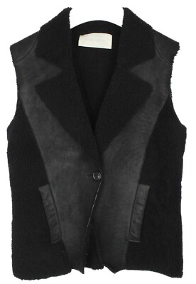 Mauro Grifoni Vest Womens (IT) 38 Leather Sherpa Lining Buttons Pockets