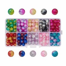 10 Color Round Crackle Cracked Glass Crystal Cahrm Beads 6mm 8mm Box Craft DIY