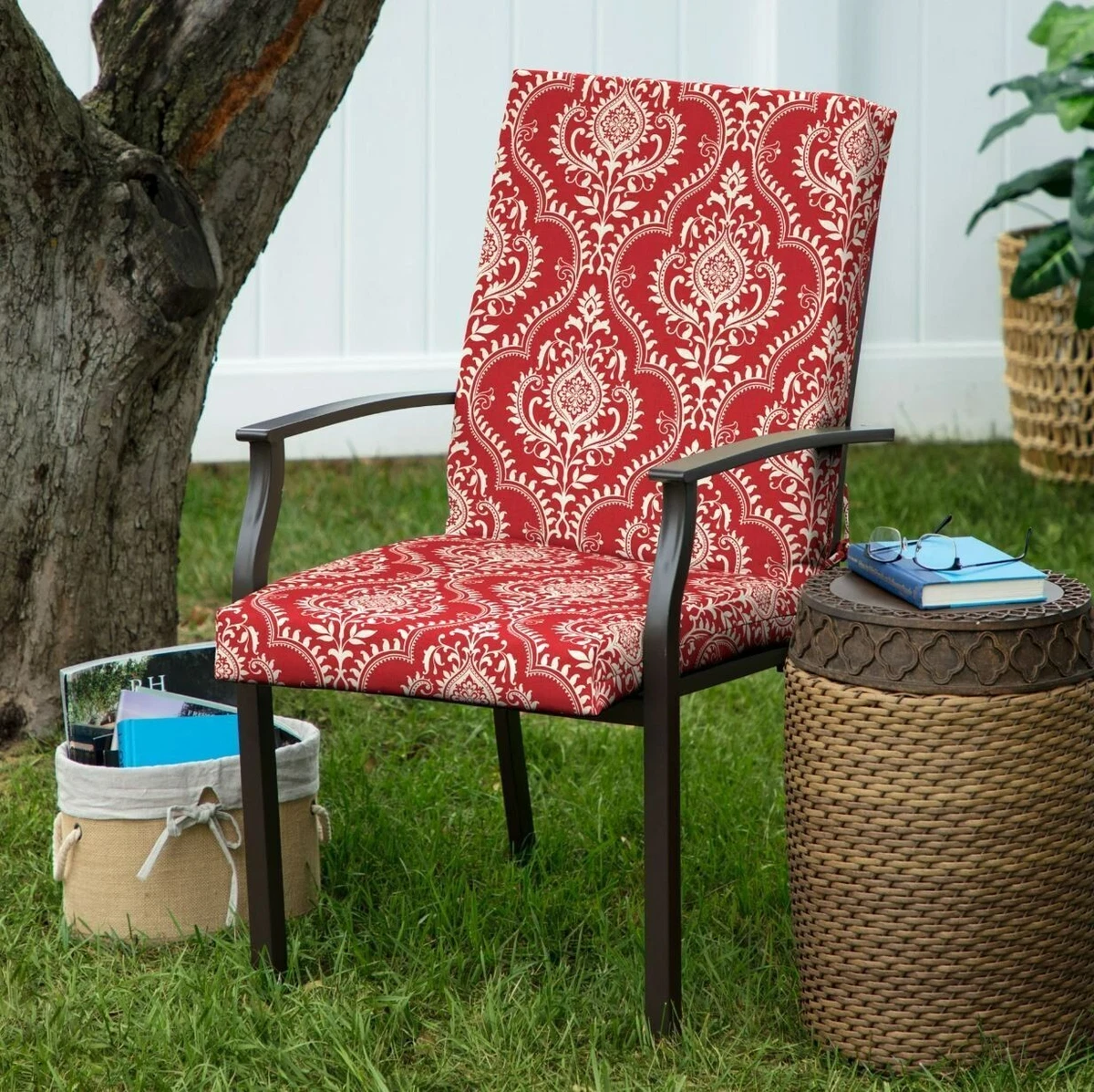 Mainstays 43 x 20 Red Medallion Rectangle Patio Chair Cushion, 1