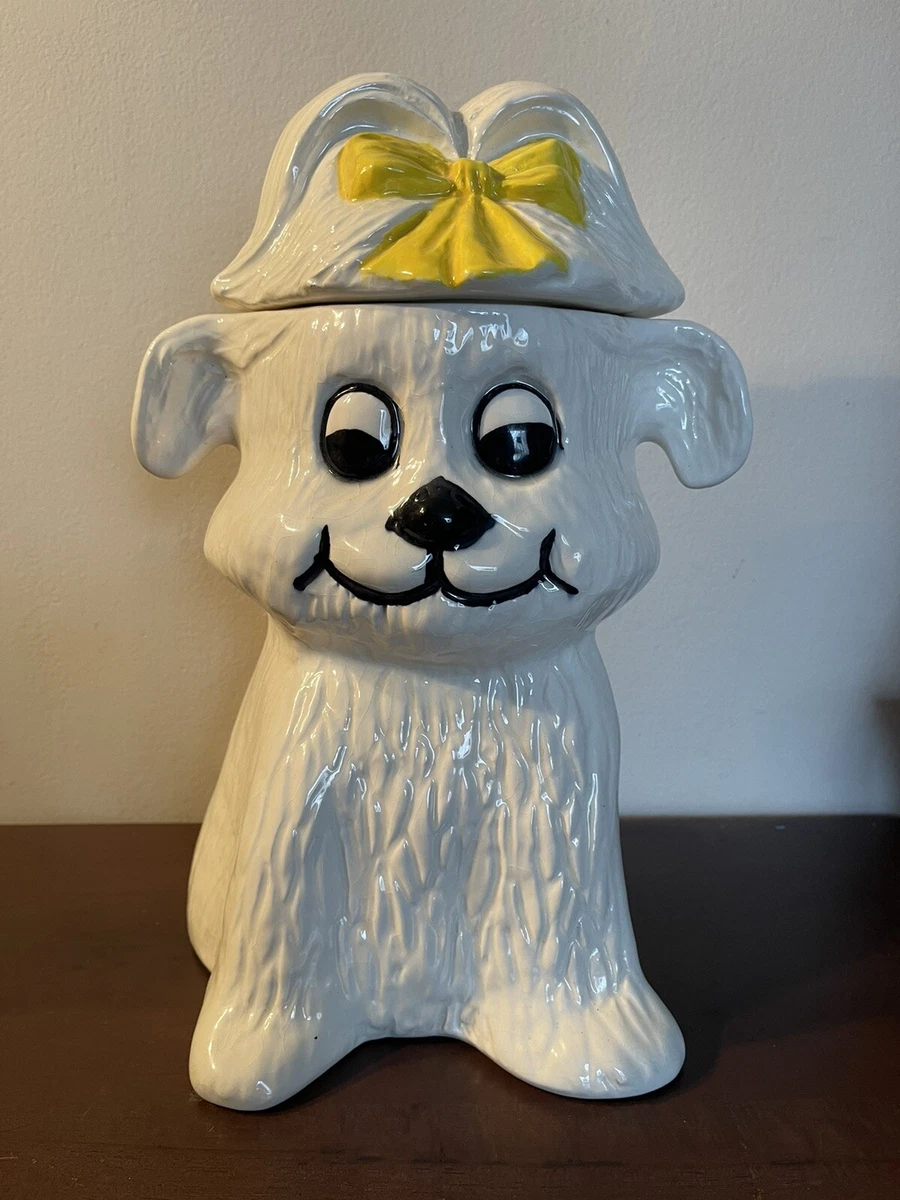 White dog top cookie jar