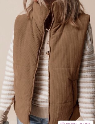 Corduroy Puffer Vest Medium Brown Size XL NWOT