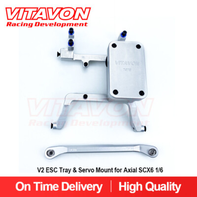 Vitavon SCX6 CNC Alu7075 V2 ESC Tray & Servo Mount  for Axial SCX6 1/6  Silver