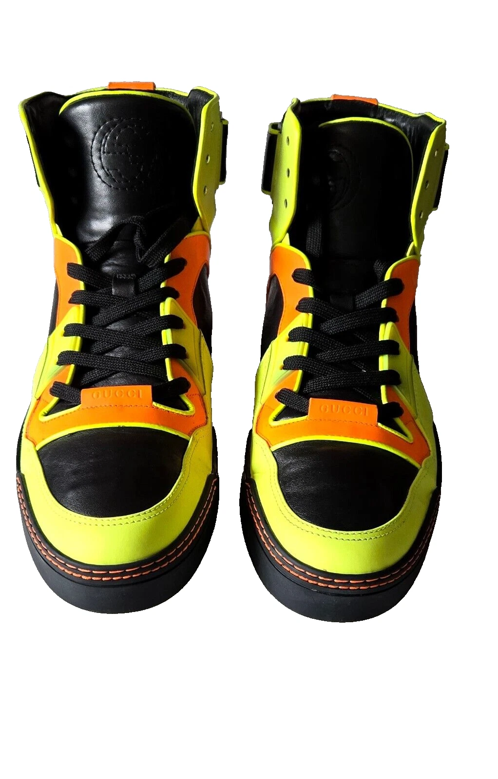 Baskets montantes homme Gucci NEON noir orange vert clair 9G   US10