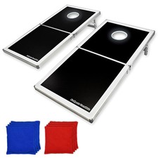 GoSports LED Night Light Up Regulation Cornhole Bean Bag Toss Portable Boards