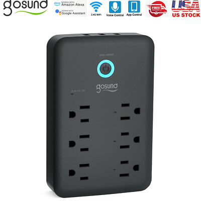 Gosund 3 USB 6 Ports Smart Plug Sockets Outlet Extender Wall Adapter Anti-surge