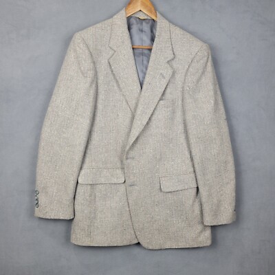 Oakton Ltd Blazer Jacket Men's 42R Gray Long Sleeve Notch Lapel Single Breasted