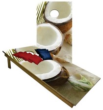 Coconut Tropical Beach CORNHOLE BEANBAG TOSS GAME w Bags Game Boards Set