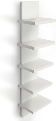5 Tier Wall Shelves White, Vertical Column Shelf Floating Storage Home Decor