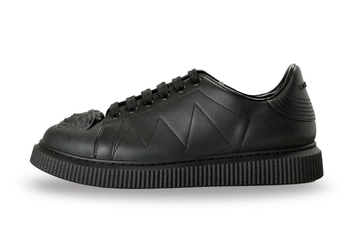 Versace Men's Large Medusa Logo Black 100% Leather Sneakers