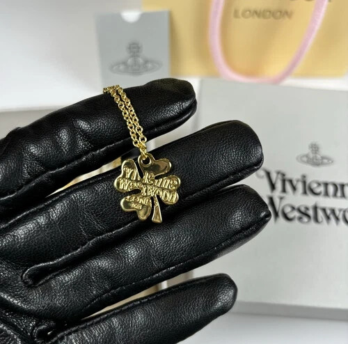 Vivienne Westwood Gold Tone Four Leaf Clover Necklace NWT