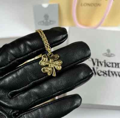 Vivienne Westwood Lucky Four Leaf Clover Gold Tone Necklace
