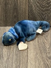 TY Beanie Baby RAINBOW the Blue Chameleon 1997 Retired, Blue Color, Errors, Rare
