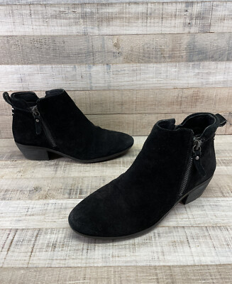 Vince Camuto Tricera Black Suede Ankle Boots Booties Side Zip