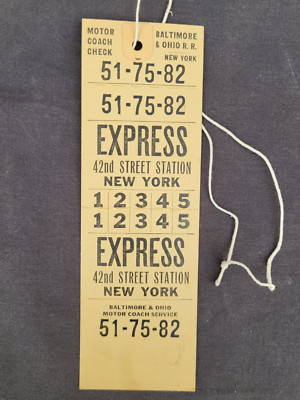 Vintage 1943 Baltimore & Ohio Railroad Express 42nd Street New York Ticket 2