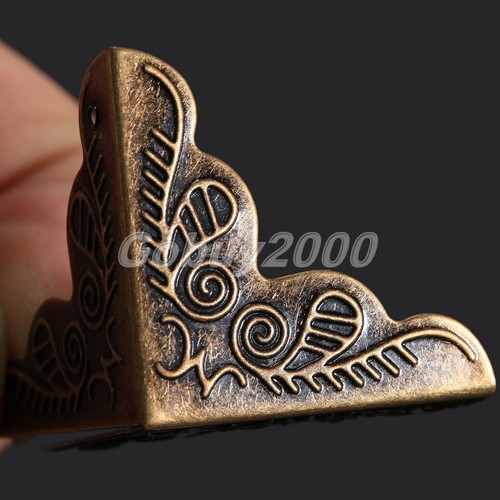 Antique Wood Jewelry Box Desk Cabinet Table Corner Protector Guard Vintage Chic - Picture 8 of 10