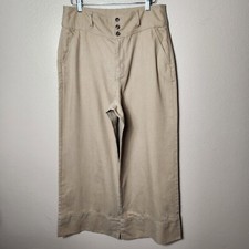 Madewell Button Front Cuffed Wide Leg Pants in Travel Linen Blend-Size 12
