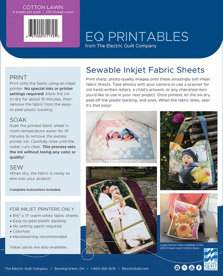 EQ Printables Inkjet Fabric Sheets Sewable Inkjet Fabric Sheets Ct.6 8.5 X 11" - Image 2 of 4